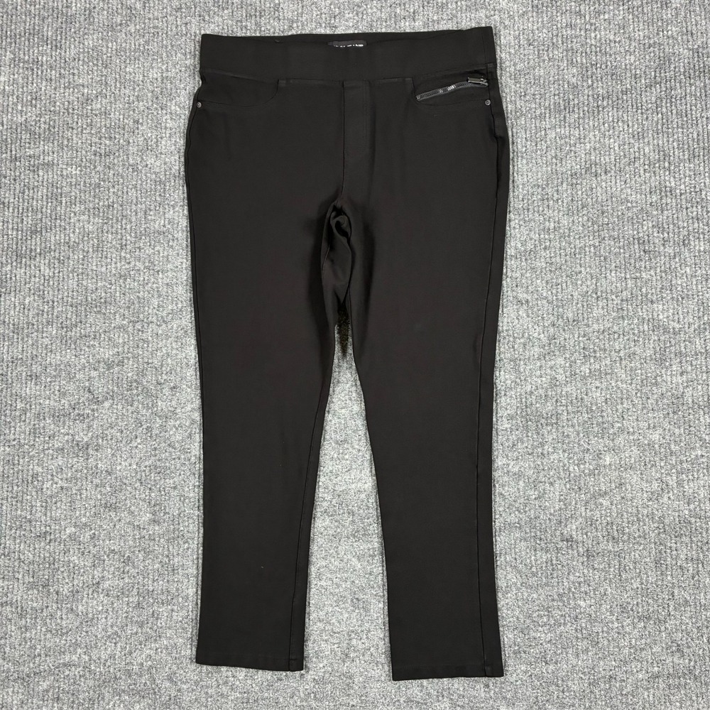 DKNY Jeans Womens Stretch Skinny Zip Pocket Size Large Black Pull On Mid Rise